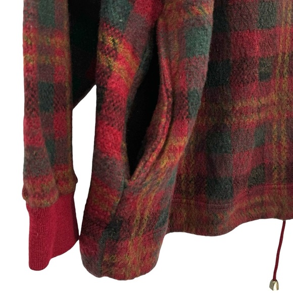 Vintage 90s Fleece Pullover French Country Express Soft Plaid Sweater POCKETS L - Picture 8 of 11